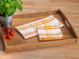 Bavlněné Kuchyňské Utěrky Adela Bílá Oranžová 45x65 cm