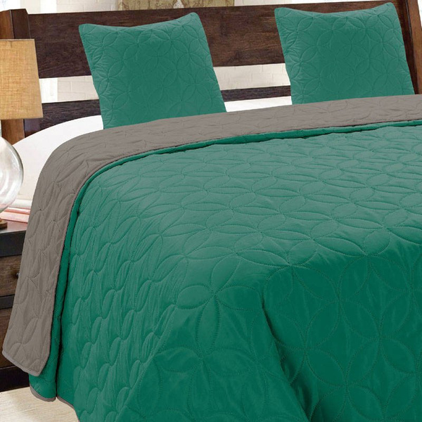 Dvoustranné Přehozy na Postel Vigo II Emerald Graphit 006 180x220+2x40x40