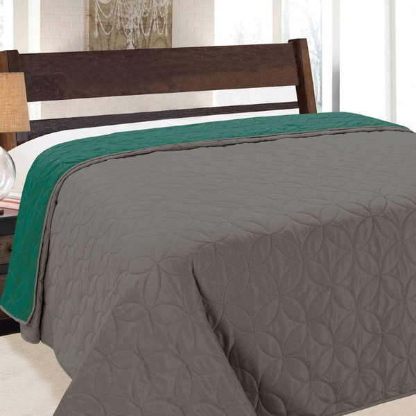 Dvoustranné Přehozy na Postel Vigo II Emerald Graphit 006- Bez Polštářů 170x210