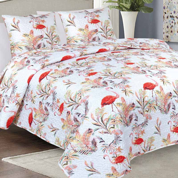 Přehozy na Postel TAVIRA BJ-064 Flamingos 180x220+2x40x40