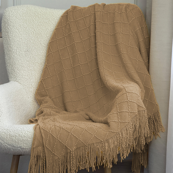 Deka Žakárová S Třásněmi Neria Béžový Taupe 150x200 cm