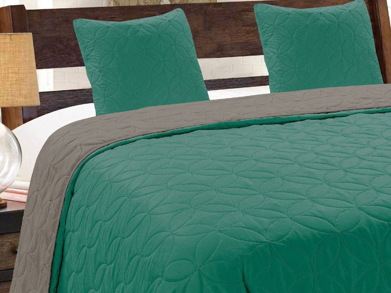 Dvoustranné Přehozy na Postel Vigo II Emerald Graphit 006 180x220+2x40x40