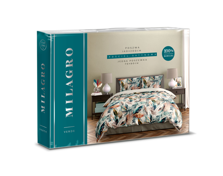 Sada Ložního Prádla Z Bavlněného Saténu 140x200+70x90 Milagro Verde 005