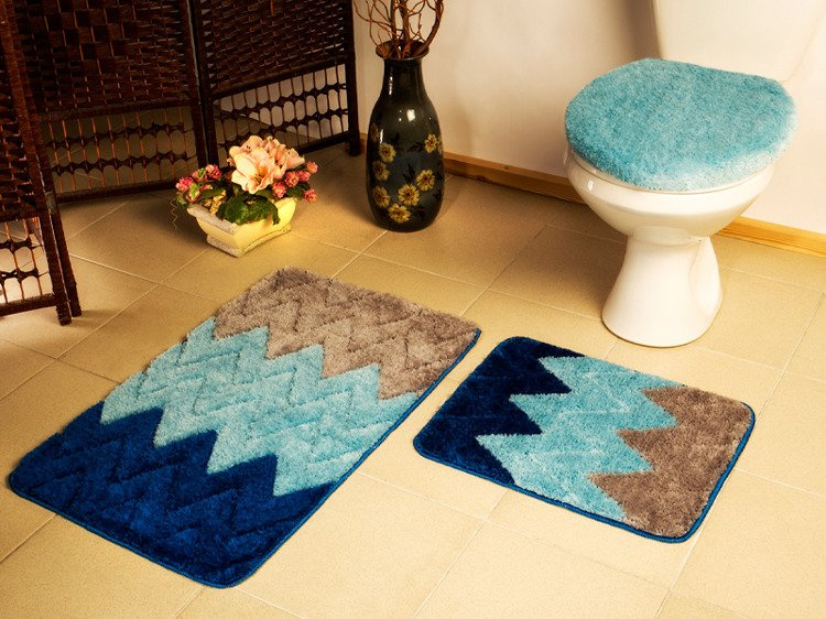Koupelnové Předložky Zig Zag Modrý 91