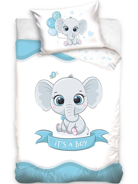 Dětské Povlečení 100x135+40x60 Malý Slon Modrý BABY226005