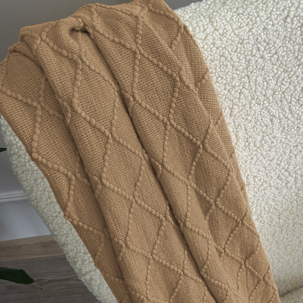 Deka Žakárová S Třásněmi Neria Béžový Taupe 150x200 cm