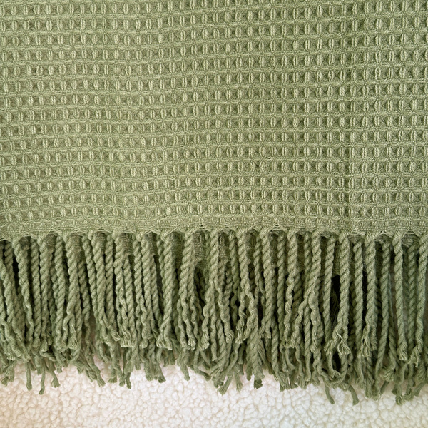 Žakárová Deka Alta S Třásněmi Vaflová Struktura Zelený 200x220 cm