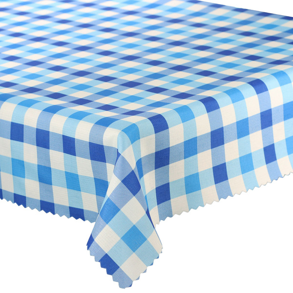 Ubrusy s Nešpinivou Úpravou Káro Modrý Kulatý