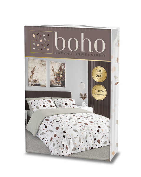 Sada Ložního Prádla Z Bavlněného Saténu 160x200+ 2x70x80 Boho 001 