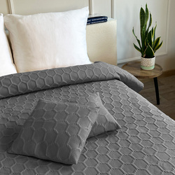 Dvoustranné Přehozy na Postel Parla 3D Tmavě šedá 180x220+2x40x40