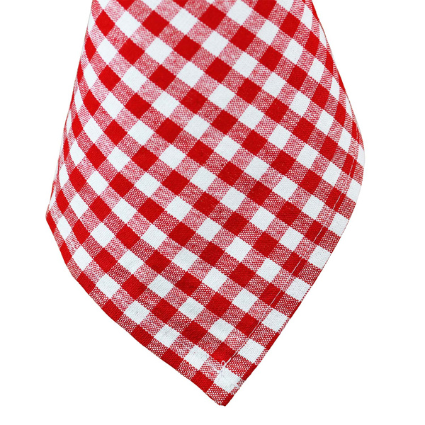 Kockované ľanové Obrus Červená 02