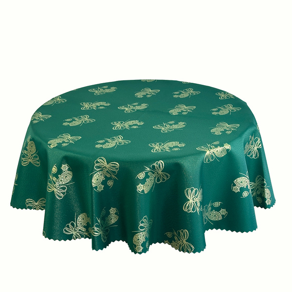 Oboustranně Ubrusy s Nešpinivou Úpravou zelená Sníh 1 Kulatý