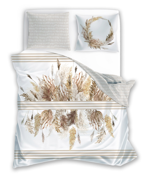 Sada Ložního Prádla Z Bavlněného Saténu 160x200+ 2x70x80 Boho 003