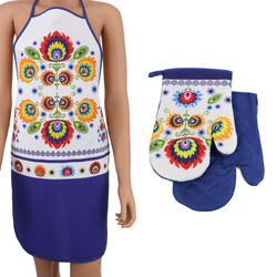 Kuchyňská Zástěra a 2 Kuchyňské Chňapky s Magnetem Folk II 2267A Sada