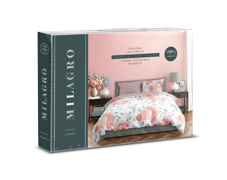Sada LožníhoPrádla Z Bavlněného Saténu 140x200+70x90 Milagro Verde 027