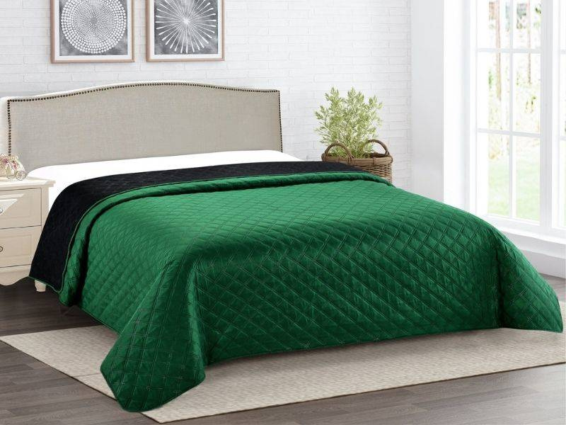 Dvoustranné Přehozy na Postel Vigo II Černý Láhev zelená 013- Bez Polštářů 170x210