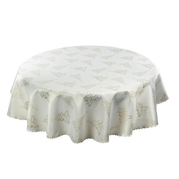 Oboustranně Ubrusy s Nešpinivou Úpravou Vánoční Strom Z-3401 Zlatý Kulatý