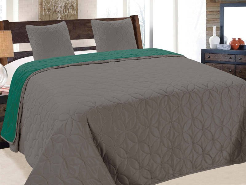 Dvoustranné Přehozy na Postel Vigo II Emerald Graphit 006 180x220+2x40x40