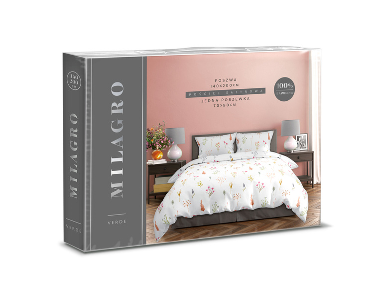 Sada LožníhoPrádla Z Bavlněného Saténu 140x200+70x90 Milagro Verde 022