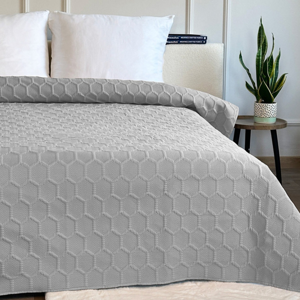 Dvoustranné Přehozy na Postel Parla 3D Světle šedá Bez Polštářů 180x220