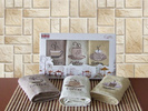 Bavlněné Kuchyňské Utěrky Cotton Coffee 15B Choco Ecru Béž 3 ks Set
