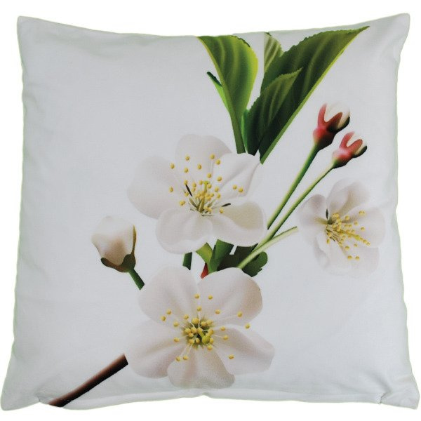 Velurový Dekorační Povlak na Polštář 3D Bílé Květy 45x45 cm