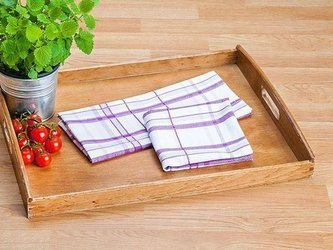 Bavlněné Kuchyňské Utěrky Adela Bílá Levandule 45x65 cm