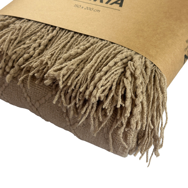 Deka Žakárová S Třásněmi Neria Béžový Taupe 150x200 cm