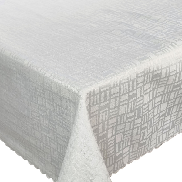 Ubrusy s Jacquard Ines Bílá kostkovaná