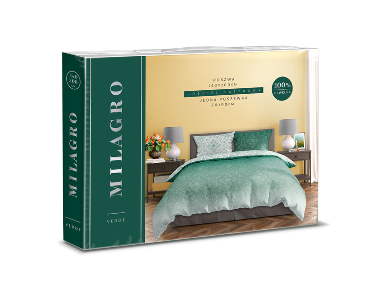 Sada LožníhoPrádla Z Bavlněného Saténu 140x200+70x90 Milagro Verde 023