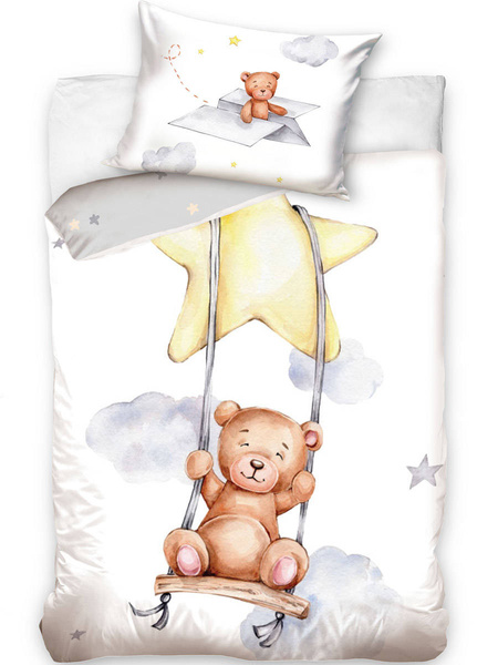 Dětské Povlečení 100x135+40x60 Medvídek na Houpačce BABY221005