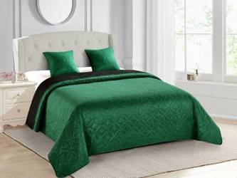 Dvoustranné Přehozy na Postel Vigo II Černý Láhev zelená 006 180x220+2x40x40 cm