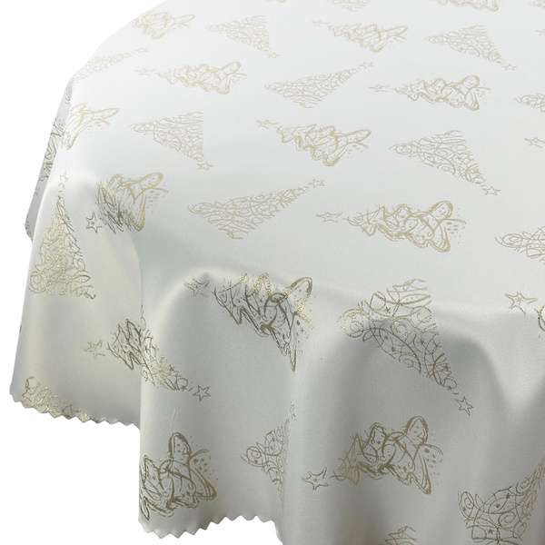 Oboustranně Ubrusy s Nešpinivou Úpravou Vánoční Strom Z-3401 Zlatý Kulatý