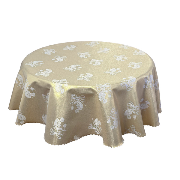 Oboustranně Ubrusy s Nešpinivou Úpravou Vánoční zlatý vánoční ozdoba Ornament Kulatý