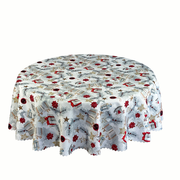 Oboustranně Ubrusy s Nešpinivou Úpravou Zlatý Sníh I Kulatý