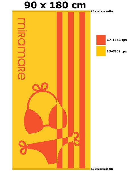 Welurowy Ręcznik Plażowy Miramare Yellow 01 90x180 cm