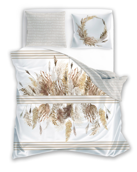 Sada Ložního Prádla Z Bavlněného Saténu 220x200+ 2x70x80 Boho 003