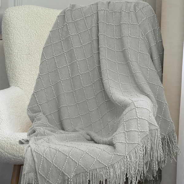 Deka Žakárová S Třásněmi Neria Světle Šedý 150x200 cm