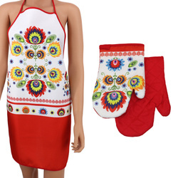 Kuchyňská Zástěra a 2 Kuchyňské Chňapky s Magnetem Folk II 2267B Sada