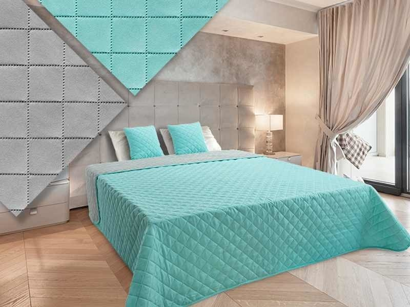 Dvoustranné Přehozy na Postel Vigo II Gray-Turquoise 10 180x220+2x40x40