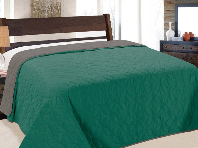 Dvoustranné Přehozy na Postel Vigo II Emerald Graphit 006- Bez Polštářů 170x210